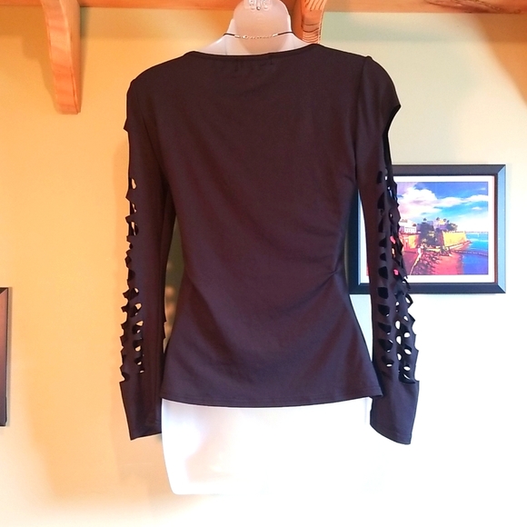 Womens Fancy Cube Long Sleeve Slit Shirt - Picture 9 of 11